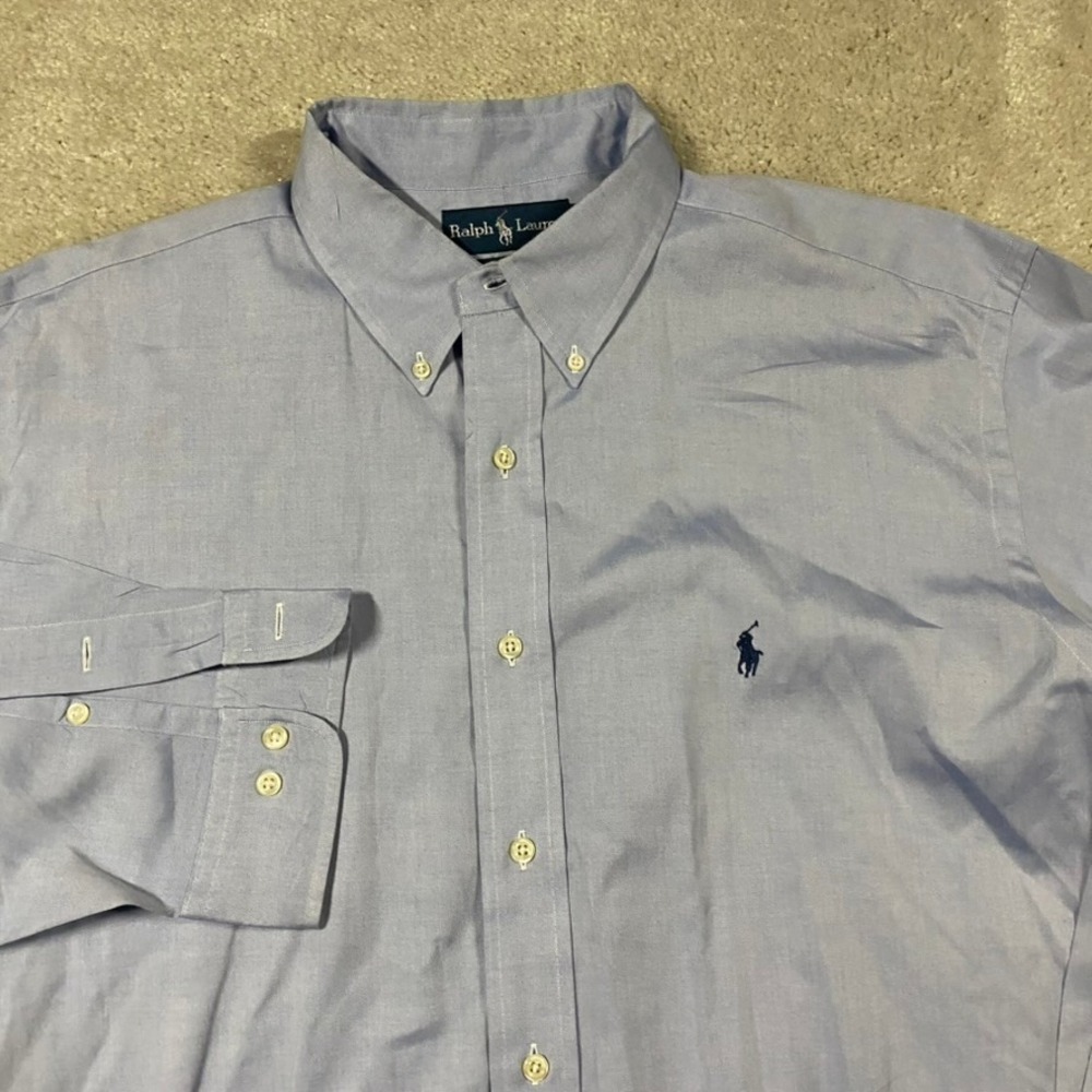 Polo Ralph Lauren Yarmouth Mens Shirt 17 34/35 Blue Oxford Button Down Cotton